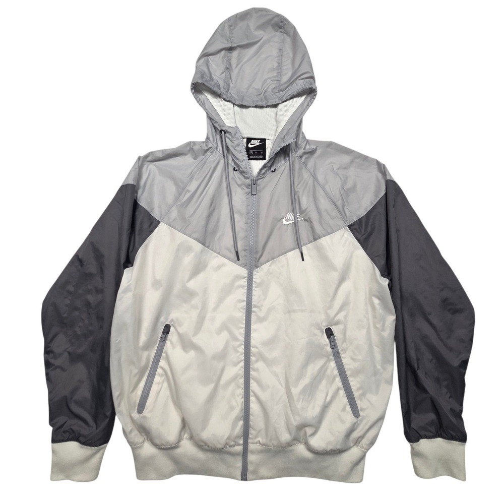 Nike Windrunner Hooded Jacket Mens Medium Grey Colorblock Windbreaker 727324-012